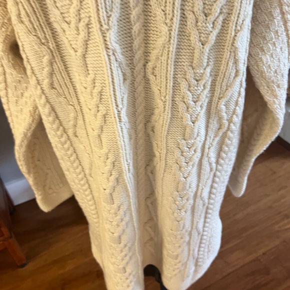 Aran crafts Ivory Long Irish 100% Merino Wool Cardigan Sweater Sz M - Picture 7 of 14